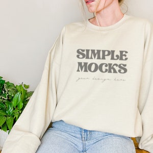 Gildan 18000 Mockup | Gildan Sand Sweatshirt Mockup | Sweatshirt Model Mockup | Gildan Sand | 18000 Sand | Simple Mockup