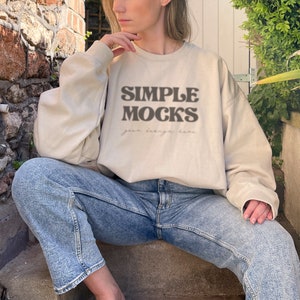 Gildan 18000 Mockup | Gildan Sand Sweatshirt Mockup | Sweatshirt Model Mockup | Gildan Sand | 18000 Sand | Simple Mockup