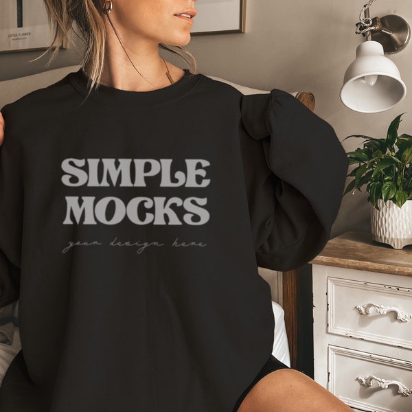 Gildan 18000 Mockup | Gildan Black Sweatshirt Mockup | Sweatshirt Model Mockup | Simple Mockup