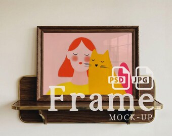 Wall Art Frame Mockup PSD, Ornate Picture Frame Mockup, Art Print Display Smart Object, Digital Download