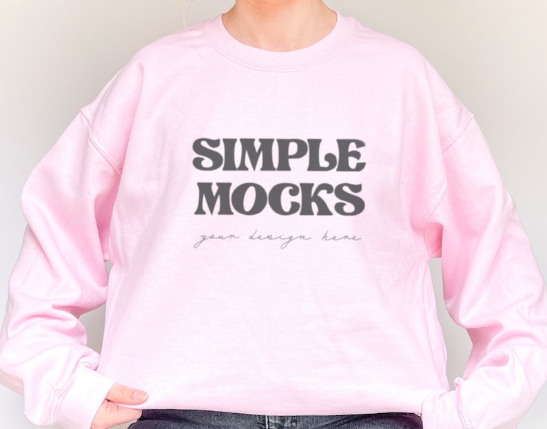 Gildan 18000 Mockup Gildan Light Pink Sweatshirt Mockup Sweatshirt Model Mockup Gildan Light Pink Simple Mockup image 1