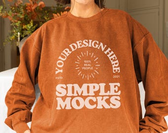 Comfort Colors C1566 Yam Sweatshirt Mockup, CC 1566 Grey Crewneck Mock-up, Halloween Fall Comfort Colors Real Model Mock