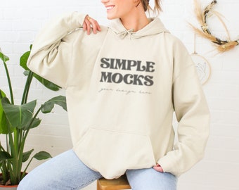 Gildan 18500 Mockup | Gildan Sand Hoodie Mockup | Sweatshirt Model Mockup | Gildan Sand | 18500 Sand | Gildan Hoodie | Simple Mockup