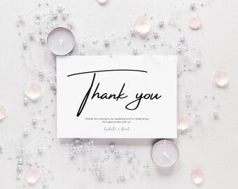 Minimalist Thank you Wedding Card Template, Instant Download