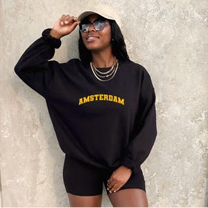 Amsterdam Sweatshirt sweater friend Dutch gift Netherlands Holland jumper holiday wife girlfriend travel present White Black Grey Top