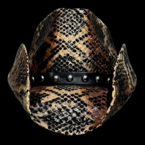 Snakeskin Straw Cowboy Hat for Men and Women - Hand-Painted - Perfect for Gifts, Parties, Festivals, and Outdoors (Brown)