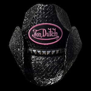 PRE-ORDER JUNE 2026 Custom Von Dutch Gloss Black Straw Cowboy Hat with Hat band image 1