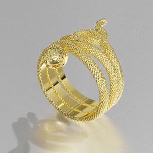 Snake Ring, 10K/14K/18K Gold Ring, Solid Gold Ring, Golden Snake Ring, Statement Ring, Open Serpent Band, Snake Jewelry