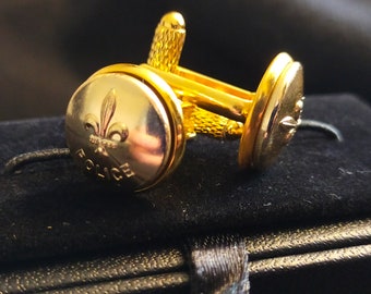 Canadian Quebec Police Gold Coloured Tunic Button Cufflinks. Handmade in UK.