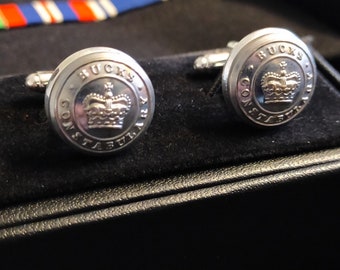 Historic Buckinghamshire Constabulary Police Tunic Button Cufflinks. Handmade