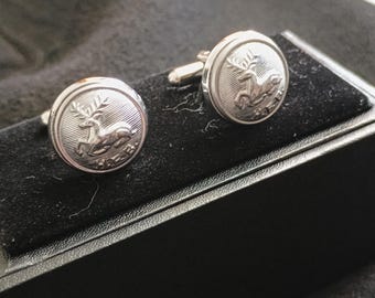 Hertfordshire Fire Brigade Vintage Tunic Button Cufflinks. Handmade.