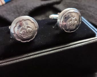 Genuine Historic North Yorkshire Police Tunic Button Cufflinks. Kings Crowns. Very Smart And Handmade in the UK.