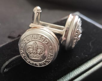 Historic Gwynedd Constabulary Police Tunic Button Cufflinks. Handmade