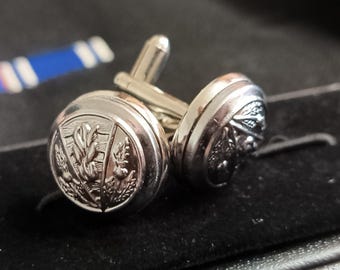 Historic Scottish Fire Service Genuine Tunic Button Cuff Links. Hand Made In The UK.