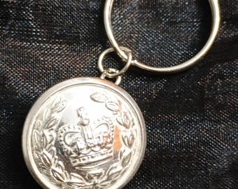 British Transport Police Tunic Button Keyring. With Gift Pouch & Box. Handmade in the UK.
