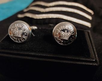 Historic Genuine Jersey ( Channel Islands ) Police Tunic Button Cufflinks. Handmade in UK.
