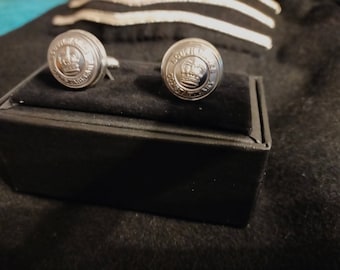 Historic South Wales Police Tunic Button Cufflinks With The Queen's Crown. Handmade in the UK.