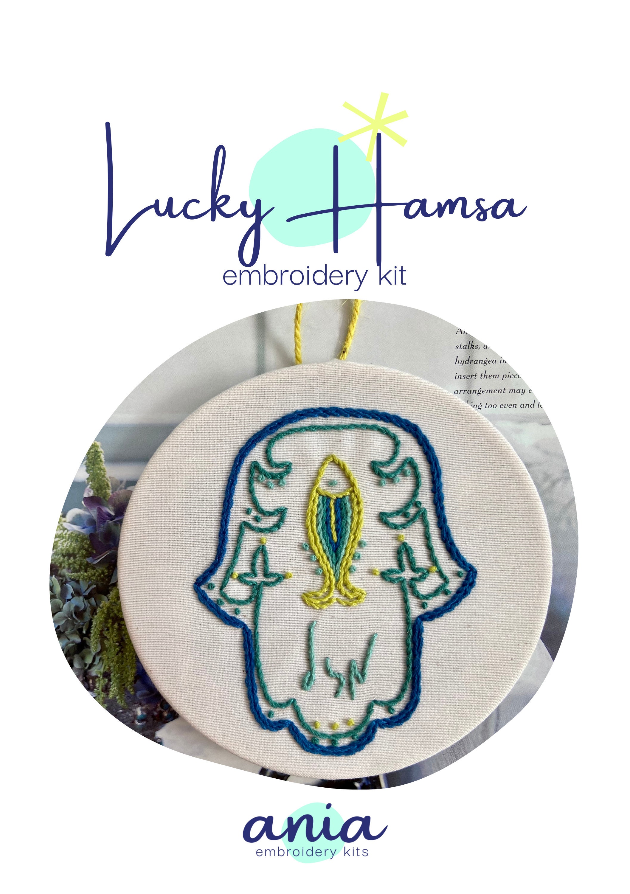 Embroidery Kit Lucky Hamsa Judaica Embroidery Pattern Easy Etsy Israel