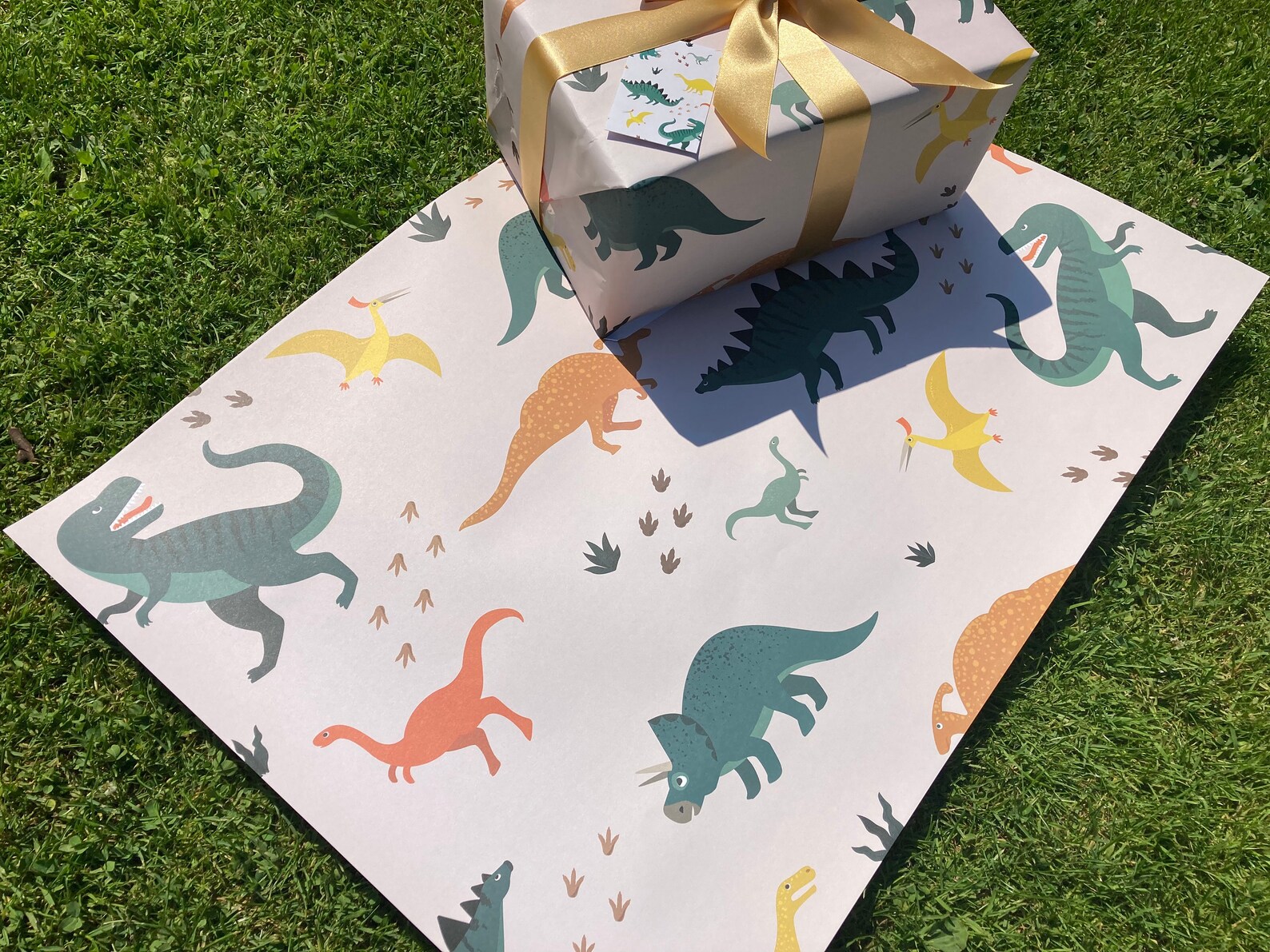 Dinosaur Print Wrapping Paper / Gift Wrap With FREE Gift Tag Etsy