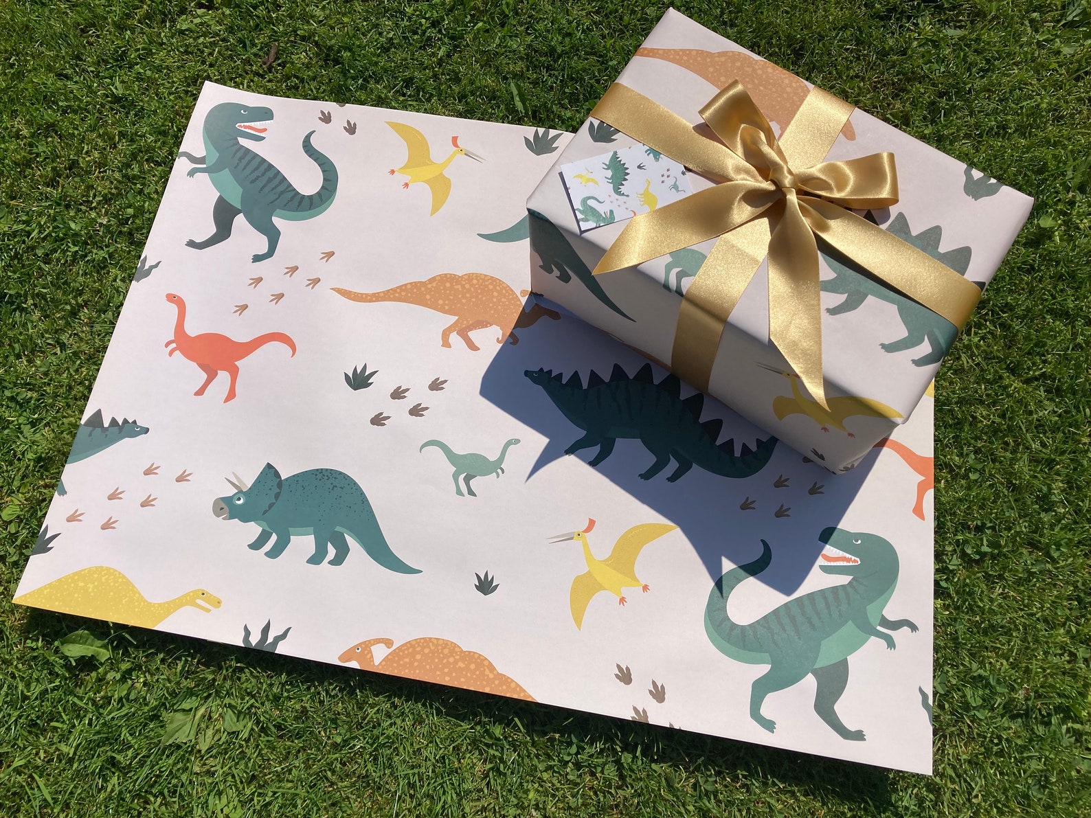 Dinosaur Print Wrapping Paper / Gift Wrap With FREE Gift Tag Etsy