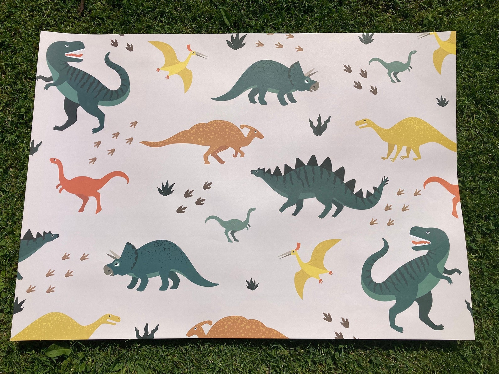 Dinosaur Print Wrapping Paper / Gift Wrap With FREE Gift Tag - Etsy