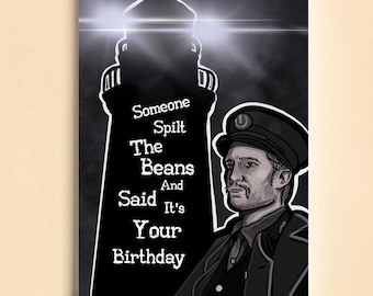 Lighthouse - 'Spilt the Beans'  A5 hand drawn birthday Card   (300gsm card)