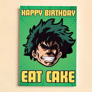 Anime / EAT CAKE Deku/Midoriya/My Hero Academia inspirierte Karte/ A5/ 300gsm