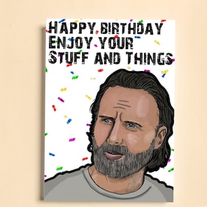 Rick Grimes inspirierte STUFF & THINGS Geburtstagskarte.   Zombies (300gsm Karte)