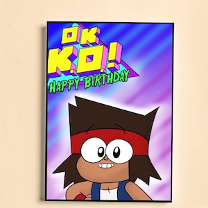 OK KO Lets be Heroes - A5 Geburtstagskarte - Handgezeichnet (300gsm Karte)