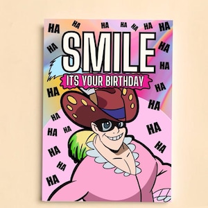 Smile it's your birthday - Mr Smiley inspirierte Geburtstagskarte.  A5 300gsm / Anime/ MHA