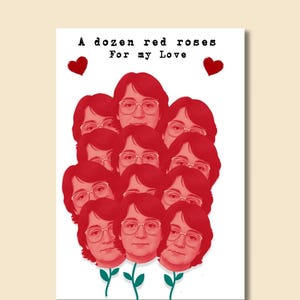 Biglietto d'auguri A5/Una dozzina di rose rosse/Umorismo sui veri crimini di Rose West/Cartolina dark divertente da 300 g/m²/Regalo ispirato a un serial killer