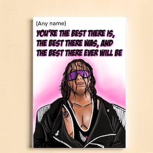 Este cartão personalizado apresenta o icônico lutador Bret Hart - cartão A5 desenhado à mão - (cartão de 300 g/m²)
