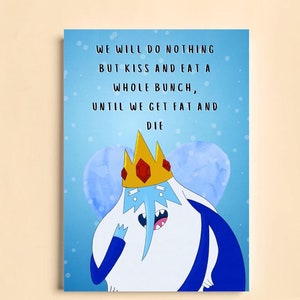 Rei Gelado de Adventure Times - Cartão A5 inspirado em Adventure Time/ Amor/ Dia dos Namorados/ Desenhado à mão (cartão de 300 g/m²)