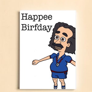 Joyeux anniversaire - Coach Steve - Grande gueule A5 carte dessinée à la main (carte 300 g)