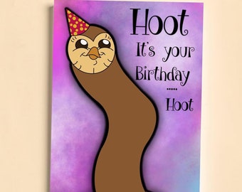 Hooty Birthday Card - Inspired by Owl House. A5 card (300gsm card/glossy inkjet)