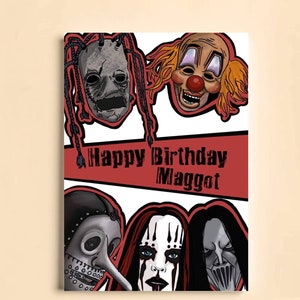 Slipknot - Happy Birthday Mastic (ou n'importe quel nom) / carte d'anniversaire a5 dessinée à la main.   (carte 300 g)