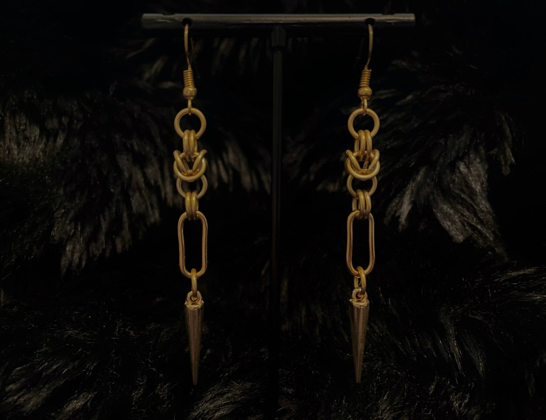The Atilla Chainmail Earrings Paperclip Spike Byzantine Large Dangle