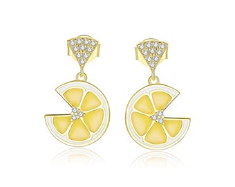 Sterling Silver Lemon Stud Earrings