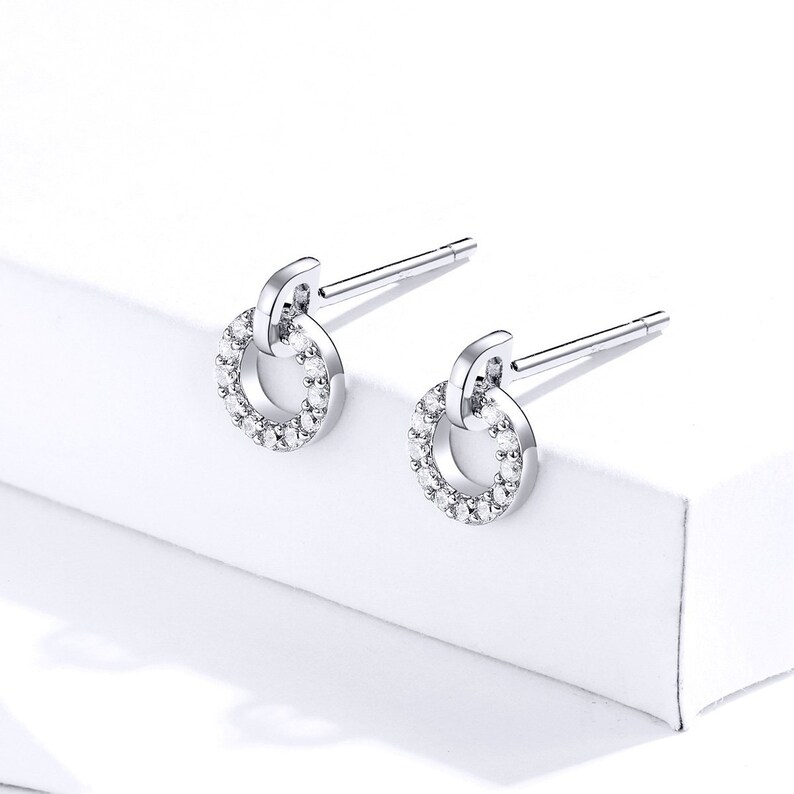 Sterling Silver Round Cubic Zirconia Stud Earrings image 5