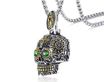 Stainless Steel Mexican Sugar Skull Necklace