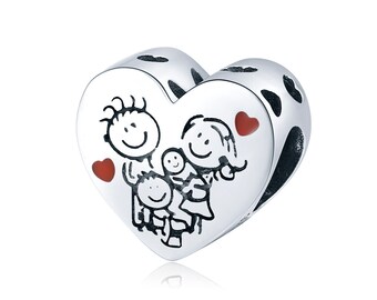Sterling Silver Happy Family Bead Charm