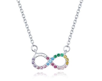 Sterling Silver Infinity Rainbow Necklace