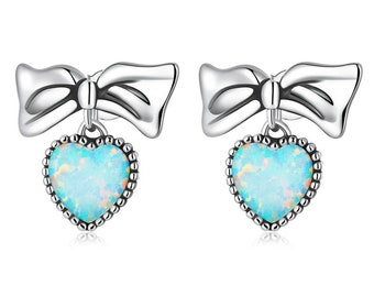 Boucles d’oreilles hypoallergéniques Sterling Silver Heart & Bow Stud