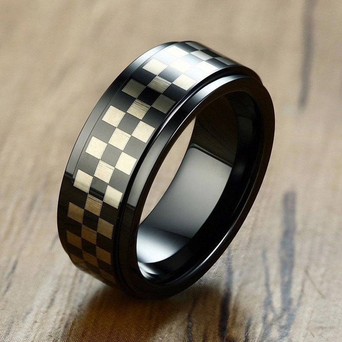 Modern checkered flag ring EC00400 Etsy
