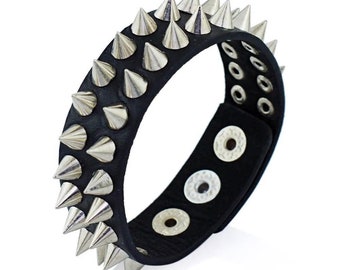 Double Stud Spiked Leather Bracelet