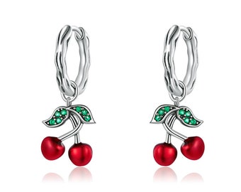 Clous d'oreilles en argent sterling cerise