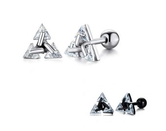 Stainless Steel Pierced Triangle Screw Stud Earring