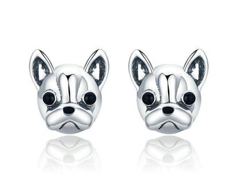 Sterling Silver French Bulldog Dog Earrings