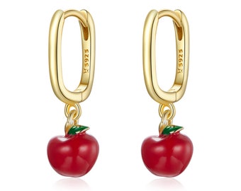 Sterling Silver Apple Huggie Hypoallergenic Earrings