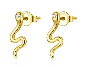 Sterling Silver Snake Stud Earrings